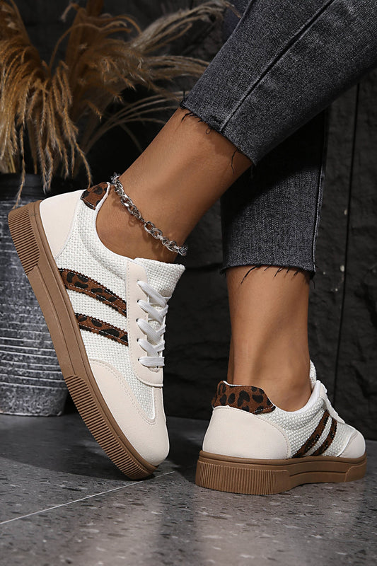 Lila Leather Patchwork Flat Sneakers-1